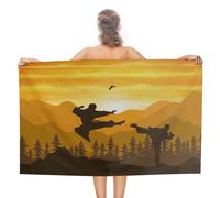 sinyumoney Mountain Karate Sunset Basics Towel Set Oversized Highly Absorbent Quick Dry Beach Towel Luxury Hotel Quality Bathroom 130cm*80cm
