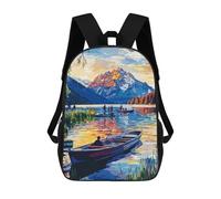 sinyumoney Mountain Lake Sunset Children's School Backpack 3D Printed for Kids Travel Rucksacks Book Bags for Boys Elementary School Students 17inch