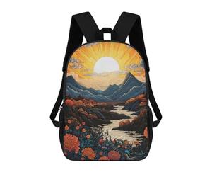 sinyumoney Mountain Landscape with River And Flowers Backpacks 3D Printed Kids School Backpack Outdoor Casual Daypack Fashion Casual Children Backpacks Cute Travel Bags 17inch