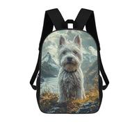 sinyumoney Mountain Majesty White Dog Portrait Backpack School Bag Daypacks Business Backpack Water Resistant Bookbag for Girls Boys Teenage 17inch