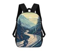 sinyumoney Mountain Motorcycle Children's Backpack, 3D Printed School Backpack, Backpack for Boys Girls, Adjustable School Bag for Primary School 17inch