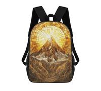 sinyumoney Mountain Peak Gold Mosaic Backpack School Bag Large Water Resistant Laptop Backpack for School/Work/Travel 17inch