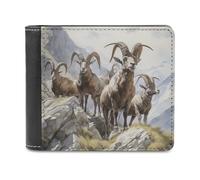 sinyumoney Mountain Rams in Majesty 3D Print PU Leather Wallet Use Holds Bills Leather RFID Banknote Compartments Fashion Slim Wallets 11.7cm*9.5cm