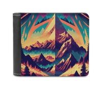 sinyumoney Mountain Reflections in Neon Colors 3D Print Men's Wallet Credit Card Slots Banknote Compartments Minimalist Style Leather Wallet Youth Guys 11.7cm*9.5cm