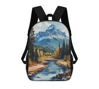sinyumoney Mountain River Landscape Backpack School Bag Secondary Causal Travel High School Bags - Perfect for Travel, Work And Daily Use 17inch