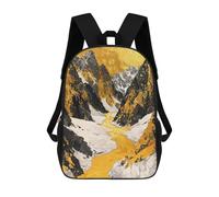 sinyumoney Mountain River of Gold Art Backpack School Bag Secondary Causal Travel High School Bags for Boys/Girls/Teenagers 17inch