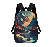 sinyumoney Mountain River Sunset Kids Backpacks Children Bag,Anime Bag,Large Capacity Kids Backpack, 3D Printed Children's,Student Schoolbag,Kids Boys Girls School Bag 17inch