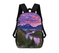sinyumoney Mountain River Sunset Scenery Kids Backpack, Backpack School Bag, Backpacks Kids School 3D Printed School Bags for Elementary And Middle School Students Teens Birthday Gift 17inch