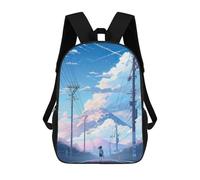 sinyumoney Mountain Road 3D Printed 17inch Kids School Backpack School Bag Fashion Rucksacks for Boys Elementary And Middle School Students