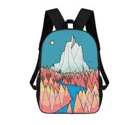 sinyumoney Mountain Serenity A Colorful Landscape Kids Backpack, Backpack School Bag, Backpacks Kids School 3D Printed School Bags for Elementary And Middle School Students Teens Birthday Gift 17inch
