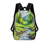 sinyumoney Mountain Stream Landscape Painting Backpack School Lightweight Casual Daypack School Backpacks for Boys/Girls/Teenagers 17inch
