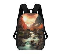 sinyumoney Mountain Stream Sunset Backpack School Bag Secondary Causal Travel High School Bags for Campus Outdoor Travel Sports 17inch