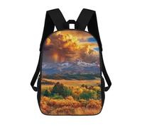 sinyumoney Mountain Sunset Landscape 3D Printed Children's School Backpack for Kids High Capacity Travel Rucksacks Book Bags Kids School Bag Back Pack 17inch