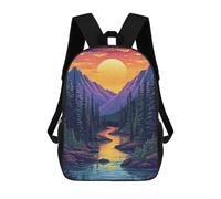 sinyumoney Mountain Sunset Reflections School Backpack High Secondary School Bags Casual Backpack for Girl, Teen Girls 17inch