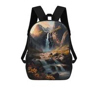 sinyumoney Mountain Waterfall Serenity School Bag 3D Printed Children's School Backpack Casual Fashion Travel Backpacks for Kids School Students 17inch