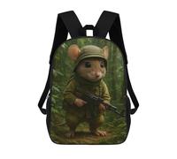 sinyumoney Mouse Soldier in Jungle School Backpack for Girls Backpack Water Repellent Casual Daypack Lightweight Rucksack Boy Girl School Backpack 17inch