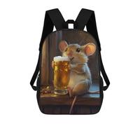 sinyumoney Mouse with Beer Kids School Backpack School Bag 3D Printed School Bag for Boys Elementary And Middle School Students 17inch