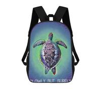sinyumoney Mr Turtle Rucksacks 3D Printed Children Backpacks Fashion Casual Daypack Cute Travel Bags Outdoor Casual Daypack for Boy And Girl 17inch