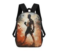 sinyumoney Muay Thai Fighter Painting School Backpack 3D Printed Children's 17inch Backpacks Bag Bookbag for Kids Boy Girl Book Bags Kids School Bag Travel Rucksacks
