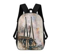 sinyumoney Mumbai India Watercolor Children's Backpack, Schoolbag Large Capacity Students Bookbag Rucksack Knapsack for Boys Girls Adults Teen 17inch