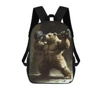 sinyumoney Muscular Bear Lifting Weights -1 Rucksack Water Resistant Computer Rucksack for Camping Outdoor Adventures And Daily Travel 17inch