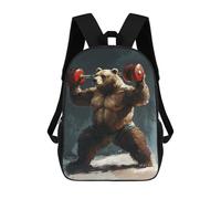 sinyumoney Muscular Bear Lifting Weights Rucksack School Secondary High School College Backpack Travel for Campus Outdoor Travel Sports 17inch