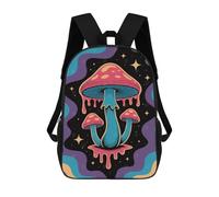 sinyumoney Mushroom Art School Bag Bookbag 3D Printed Children's Backpacks for Kids Boy Girl Book Bags Kids School Bag Travel Rucksacks 17inch