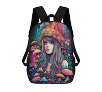 sinyumoney Mushroom Fantasy Portrait Backpack 3D Print Kids Bag Elementary Students Daypack Lightweight School Bag for Children Girls Boys Nursery Lunch Pack 17inch