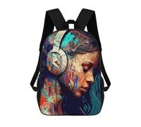sinyumoney Music Fusion Portrait School Backpack Rucksack Casual Daypacks School Work Travel Bag for Men, Women & Teenage Boys 17inch