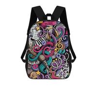 sinyumoney Music Graffiti Art Children's School Backpack 3D Printed for Kids Travel Rucksacks Book Bags for Boys Elementary School Students 17inch
