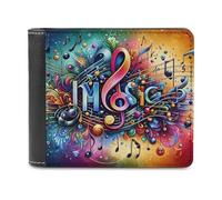 sinyumoney Music Harmony in Colors 3D Print PU Leather Wallet Credit Card Slots Minimalist Style Leather Wallet Craftsmanship Gifts 11.7cm*9.5cm