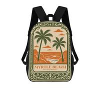 sinyumoney Myrtle Beach South Carolina Travel Poster Backpack School Large Water Resistant Laptop Backpack for School/Work/Travel 17inch