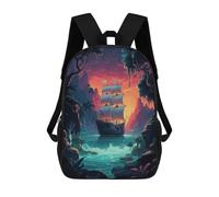 sinyumoney Mysterious Pirate Ship Backpack Cartoon Plush Bag, 3D Backpack for Kids School Bag Birthday Gift Idea for Boys And Girls 17inch