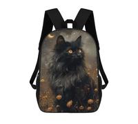 sinyumoney Mystic Black Cat And Moon Children's School Backpack Fashion Casual 17inch 3D Printed School Bags Boy School Backpack Large Backpack