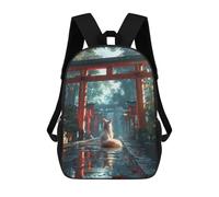 sinyumoney Mystic Kitsune Fox Torii Backpack School Bag Rucksack for Girls Boys Backpacks Large Capacity Kids Back Pack Lightweight School Bags for Children Students 17inch