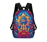 sinyumoney Mystic Mandala Hand 17 Inch Backpack School Bag Rucksack for Girls Boys Large Capacity Kids Back Pack Lightweight School Bags for Children Students