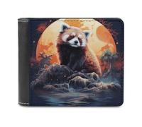 sinyumoney Mystic Red Panda Moonlit Scene 3D Print Wallet Holds Bills Credit RFID Blocking Banknote Compartments Purse Youth Guys 11.7cm*9.5cm