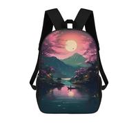 sinyumoney Mystic Sunset Lake Backpacks Kids School Backpack Fashion School Bag 3D Printed School Bag for Boys Elementary And Middle School Students 17inch