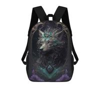 sinyumoney Mystic Wolf Portrait Backpack School Backpack Kids School Bag Large Capacity Kids Backpack for School Rucksack 3D Book Bag Gifts for Kids 17inch