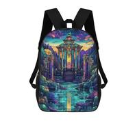 sinyumoney Mystical Asian Temple School Backpack High Secondary School Bags Casual Backpack for Girl, Teen Girls 17inch