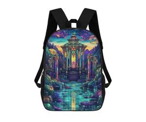 sinyumoney Mystical Asian Temple School Backpack High Secondary School Bags Casual Backpack for Girl, Teen Girls 17inch