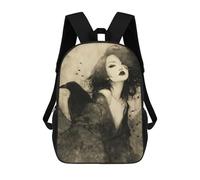 sinyumoney Mystical Asian Woman with Raven Backpack School Lightweight Casual Daypack School Backpacks for Men, Women & Teenage Boys 17inch