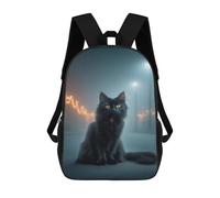 sinyumoney Mystical Black Cat Night 3D Printed School Backpack Casual Children's Backpacks 3D Printed School Bag for Boys Elementary And Middle 17inch