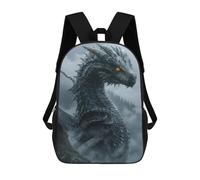 sinyumoney Mystical Black Dragon Children's Backpack, 3D Printed School Backpack, Backpack for Boys Girls, Adjustable School Bag for Primary School 17inch
