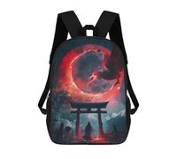 sinyumoney Mystical Black Eagle Torii Backpacks Kids School Backpack School Bag 3D Printed Fashion School Bags for Boys Elementary And Middle School Students 17inch
