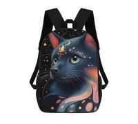 sinyumoney Mystical Black Pomeranian Cat Rucksack School Secondary High School College Backpack Travel for Campus Outdoor Travel Sports 17inch