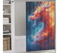 sinyumoney Mystical Chinese Dragon Decor Bath Curtains Quick Drying Proof Resistant Shower Curtain Anti Mould for Toile Bathroom Dorm 53.54x70.87Inch（136x180cm）