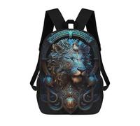 sinyumoney Mystical Cosmic Blue Lion 3D Printed 17 Inch School Backpack Casual Children's Backpacks 3D Printed for Boys Elementary And Middle