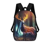 sinyumoney Mystical Deer in Forest School Backpack School Bags for Girls Boys Backpack with Pocket Fashion School Bag Kids Backpack 17inch