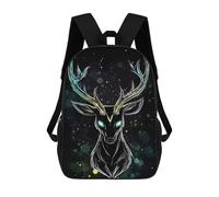 sinyumoney Mystical Deer with Glowing Antlers 3D Printed Children's School Backpack for Kids High Capacity Travel Rucksacks 17 Inch Book Bags Kids